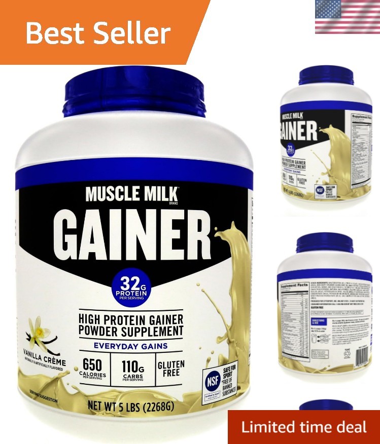 Muscle Milk Gainer Protein Powder, Vanilla Creme, 32g Protein, 5 Pound