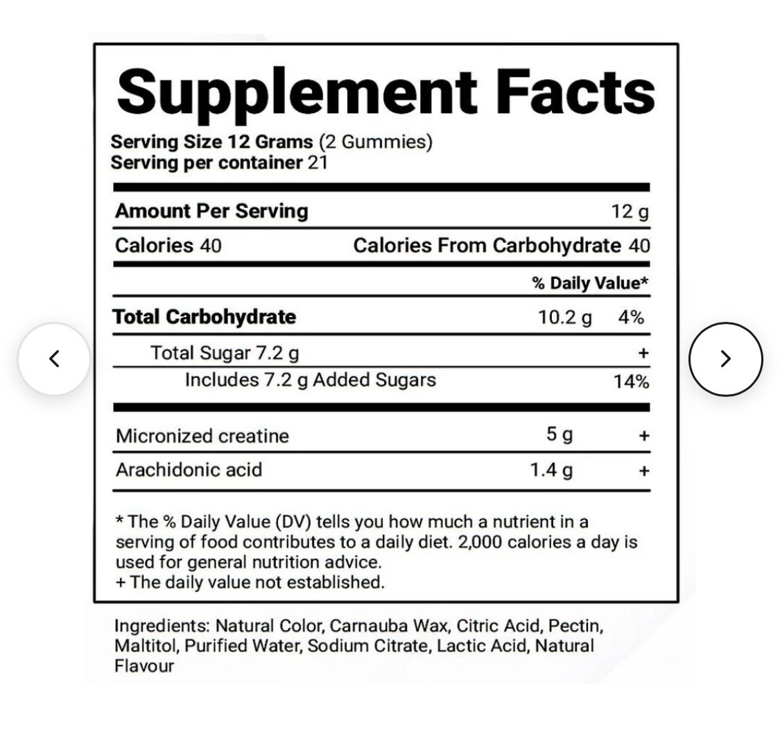 Kratos Kreatine 120 Gummies Creatine Arachidonic Acid Bioactives Vintage Muscle