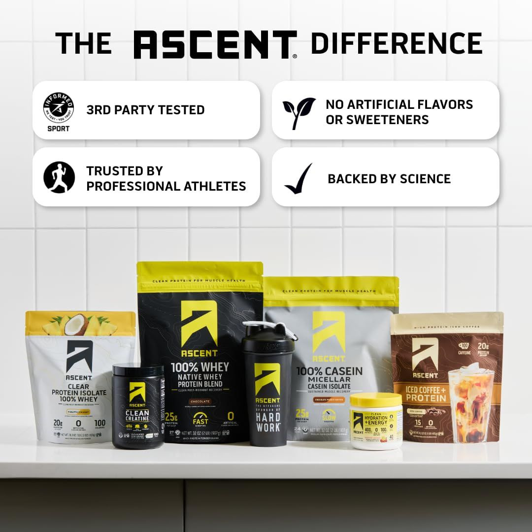 Ascent Clean Creatine Monohydrate Powder – 5G Per 15 Servings (Pack of 1)