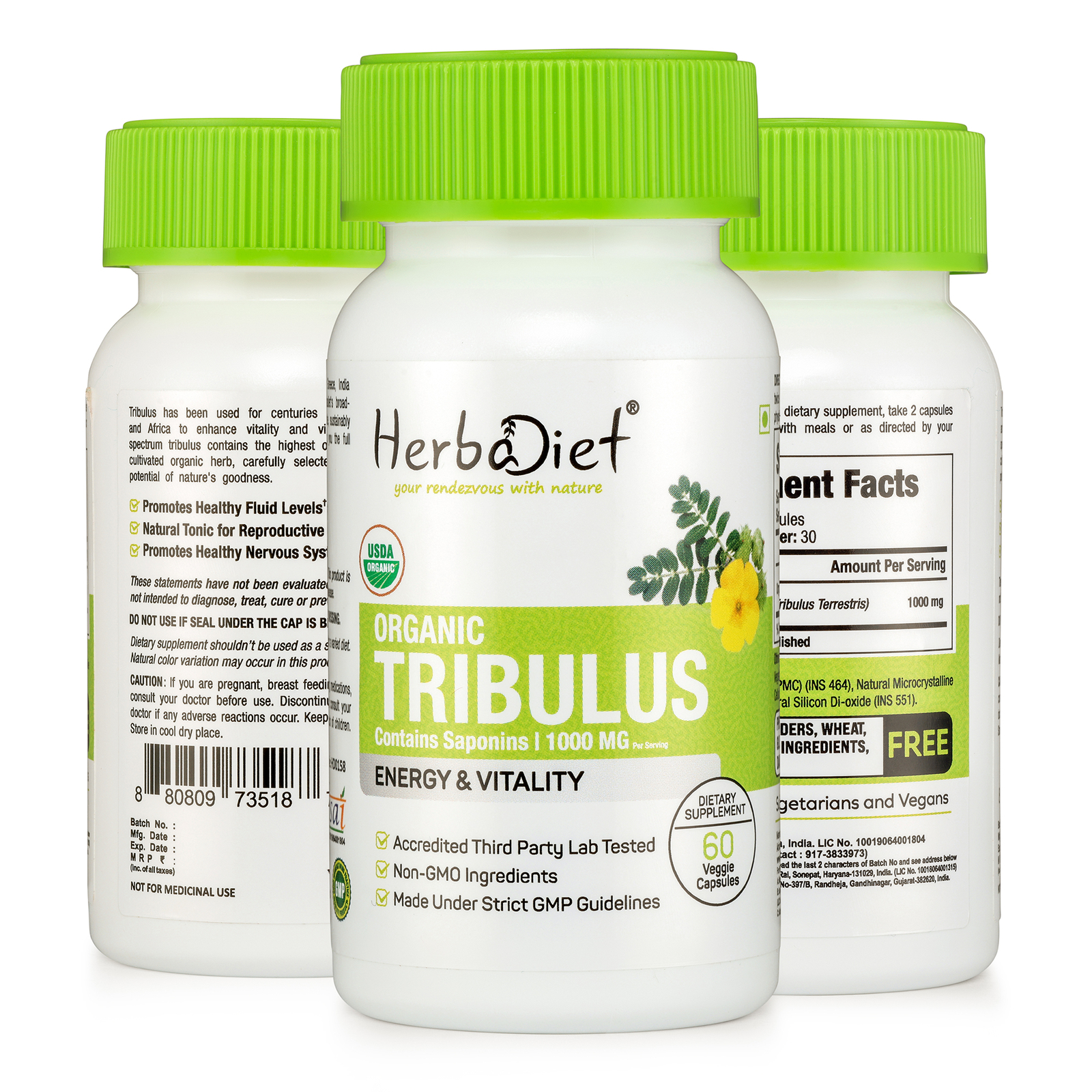 Organic Tribulus Terrestris Capsules – Muscle Booster with High Potency Saponins