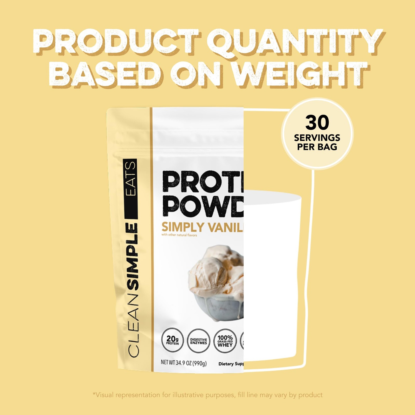 Clean Simple Eats Whey Protein Powder, Simply Vanilla Flavor Naturally Sweete…