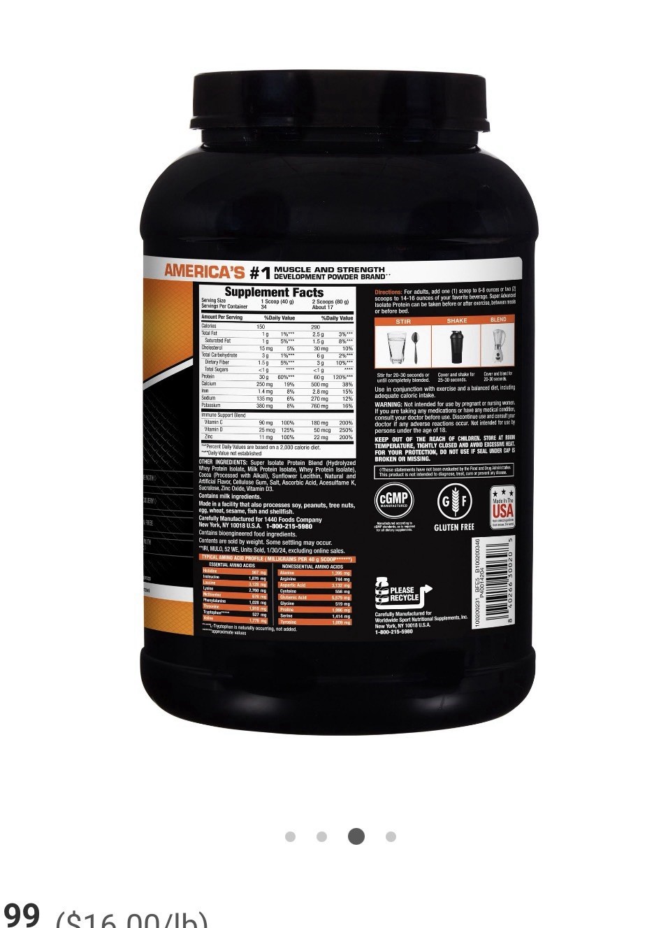 Body Fortress Isolate Protein Powder Chocolate 30g Protein 3lb Gluten-Free