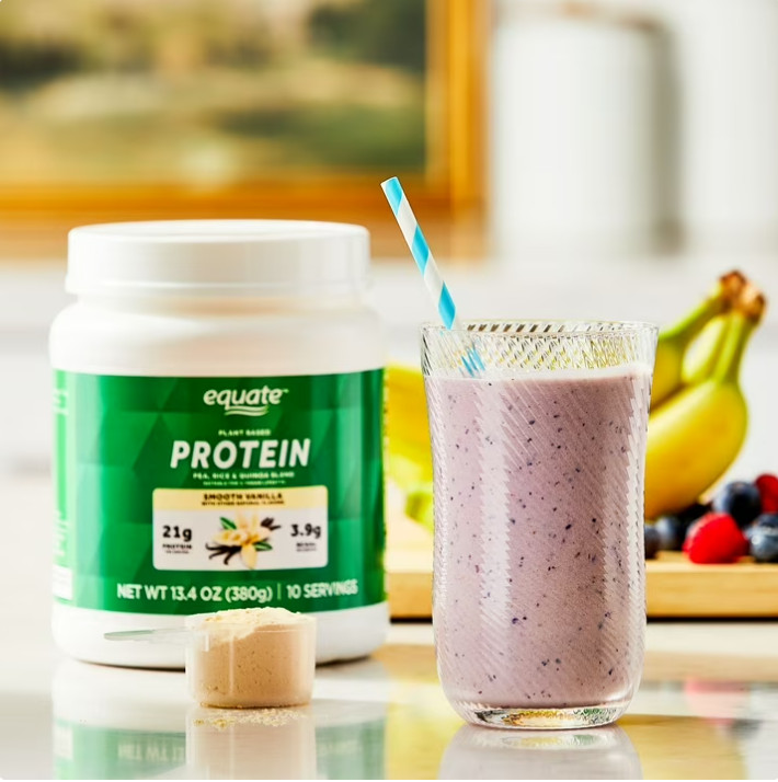 3 Pack Equate Plant-Based Protein Supplement, Smooth Vanilla, 13.4 Oz Pk