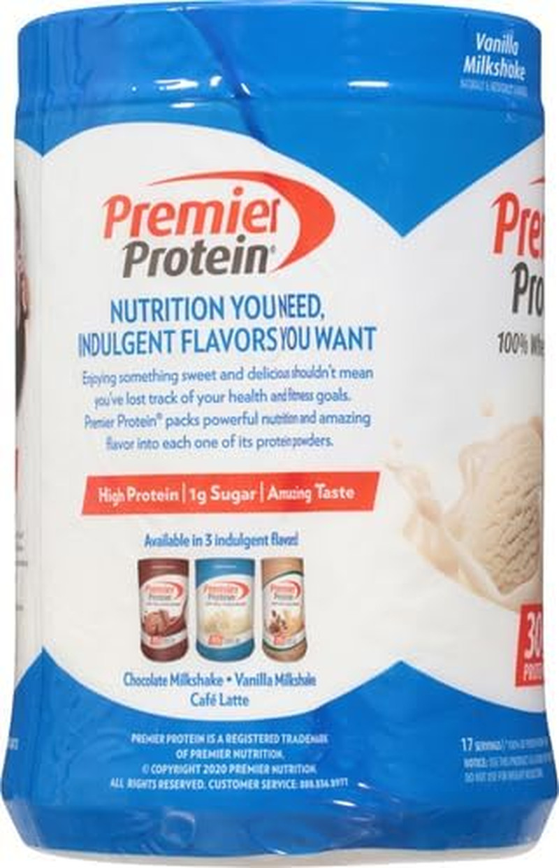 Premier Protein 100% Whey Protein Powder, Vanilla Milkshake, 30g Protein, 23.3oz