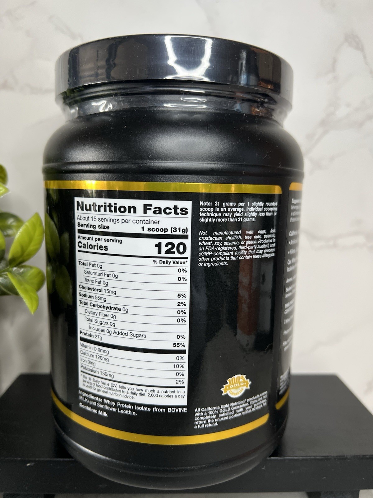 California Gold Nutrition SPORT Whey Protein Isolate Unflavored 1lb Exp 10/27