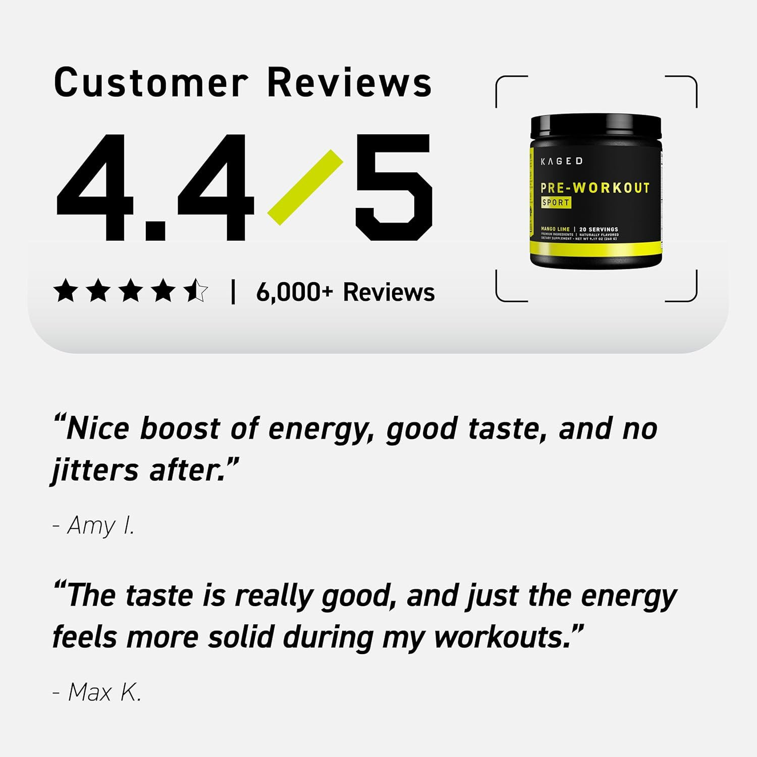 Sport Pre Workout Powder for Men & Women, Mango Lime, Sport Certified, 188Mg Ca