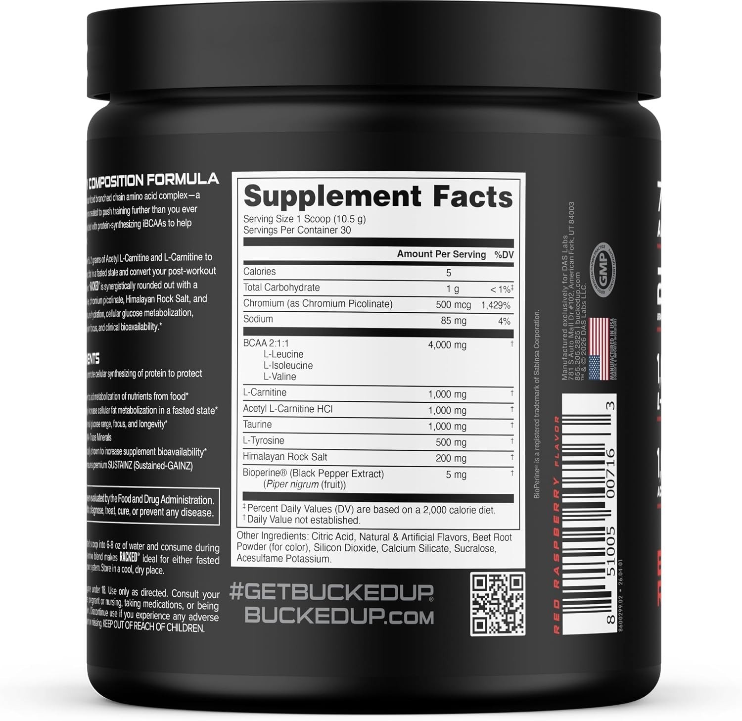 Bucked Up Racked Blood Raz | Intra Workout BCAA 211 Formula with L Carnitine …
