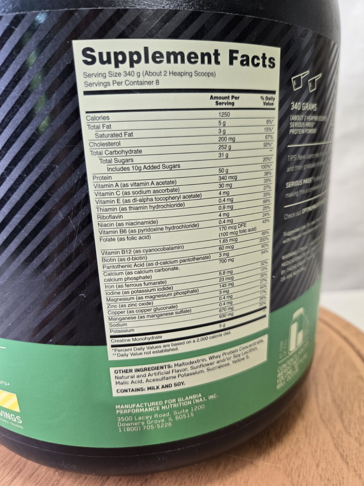Optimum Nutrition Serious Mass Weight Gainer Protein Powder Banana. 6lb. 10/27