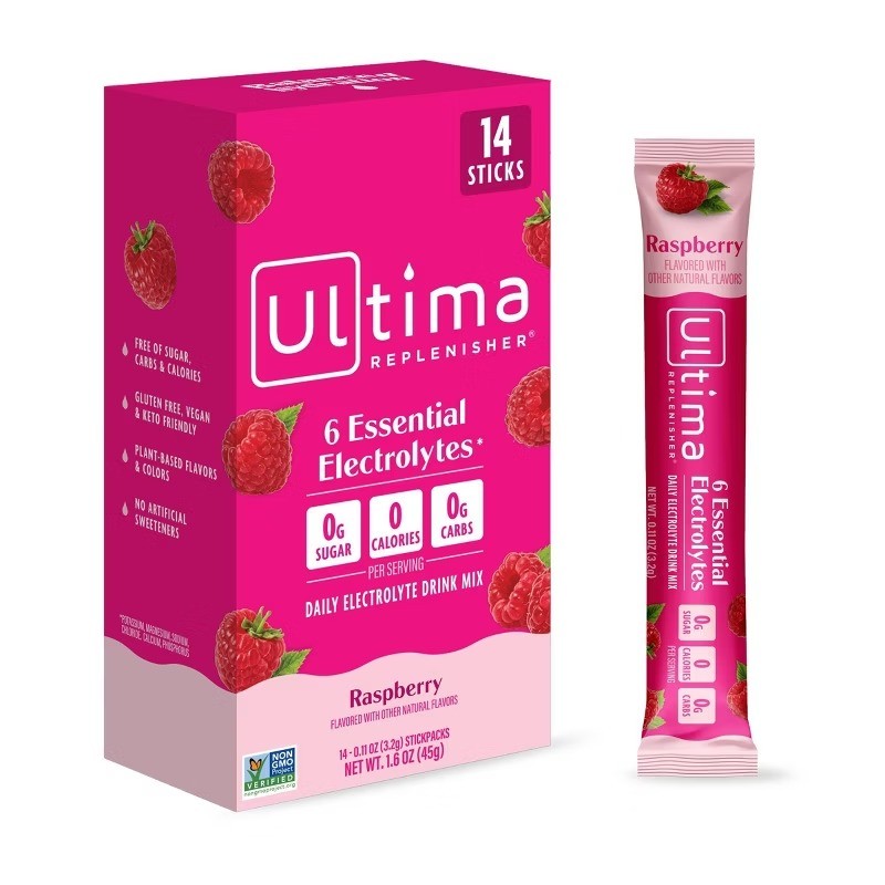 Daily Hydration Electrolyte Stick Packs – Raspberry – 1.6oz/14ct