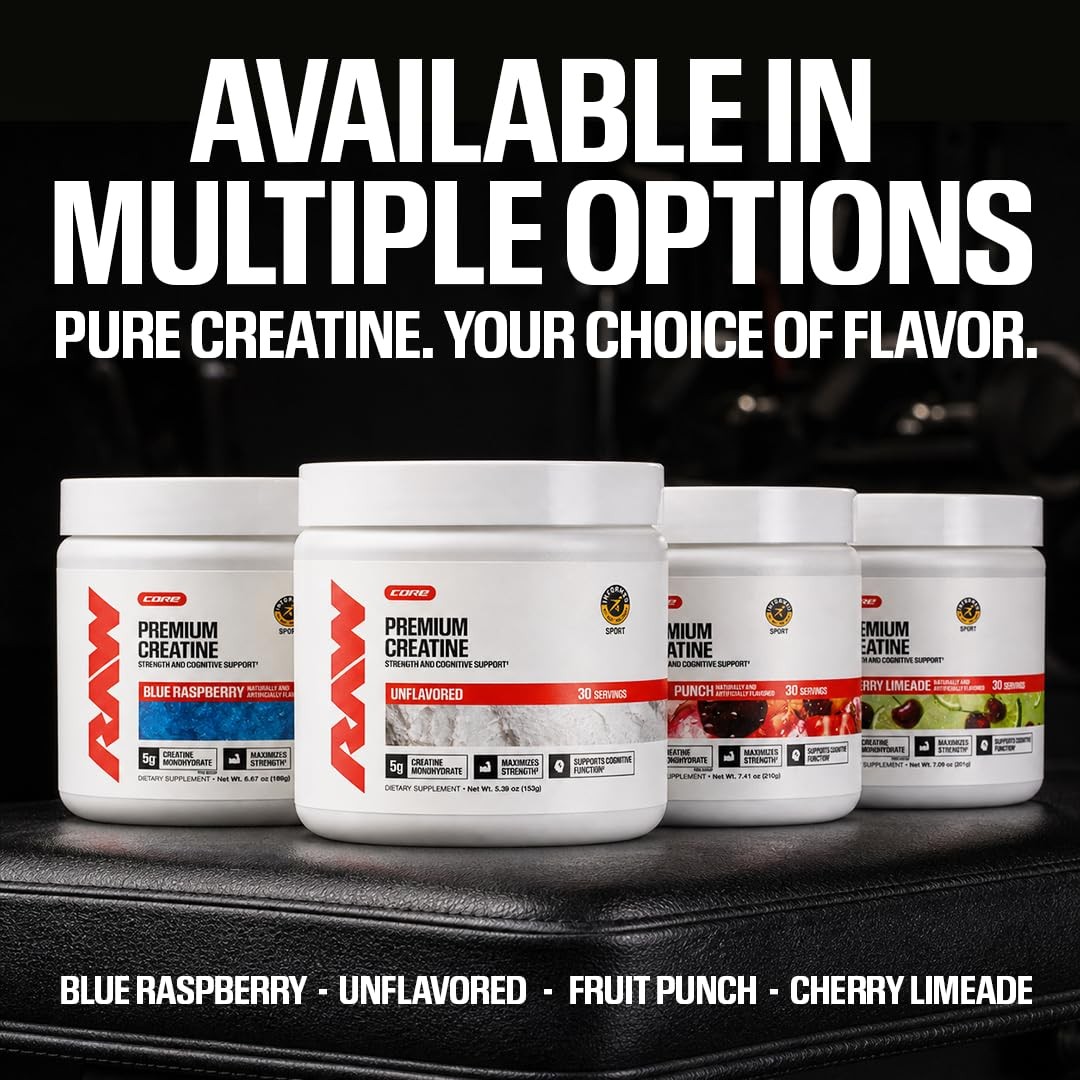 RAW Nutrition Creatine Monohydrate Powder, Unflavored 5.3 Ounce (Pack of 1)