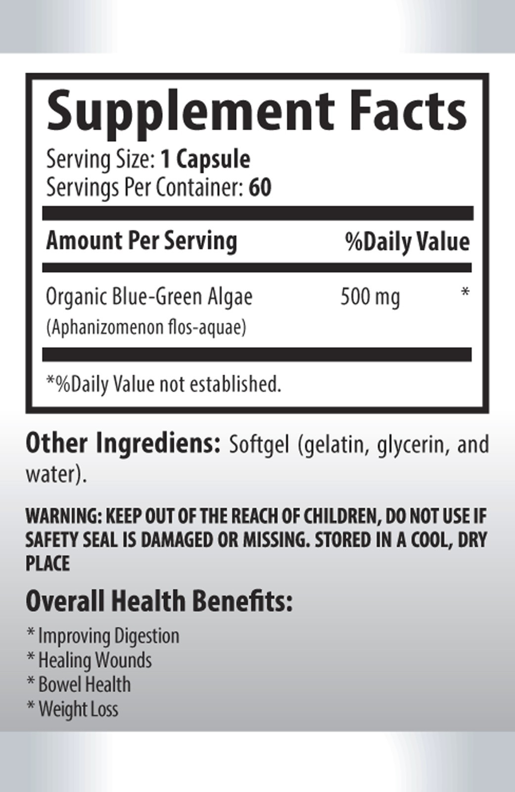 Fat burner natural ORGANIC BLUE GREEN ALGAE 500mg immune support supplement 2 B