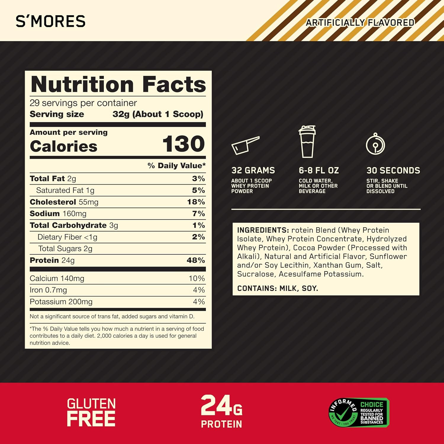 New Flavor Gold Standard 100% Whey Protein Powder, S’Mores, 2 Pound (Pack of 1)