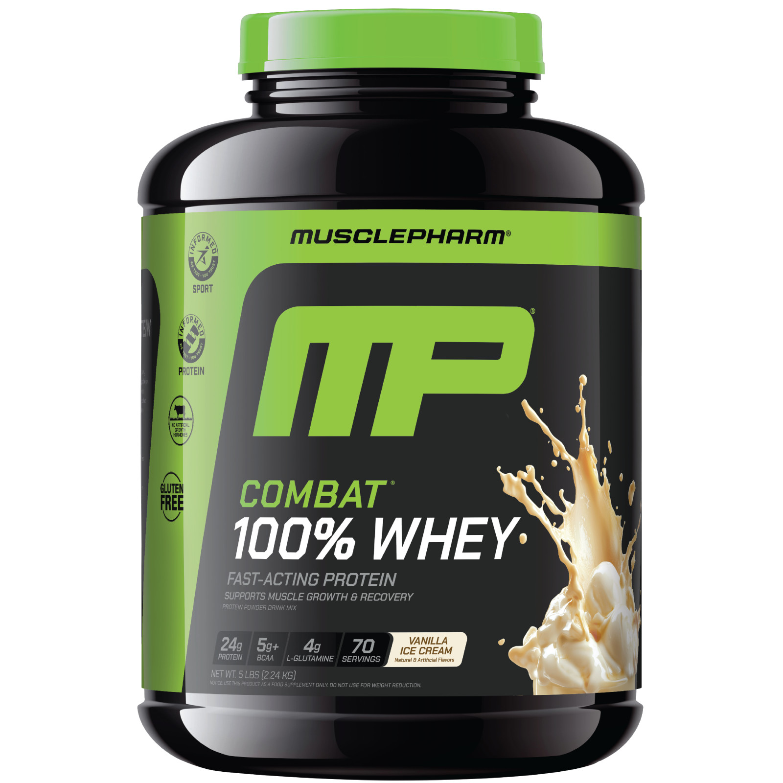 Combat® 100% Whey Protein Powder, Vanilla Ice Cream, 5 lbs (2.24 kg)