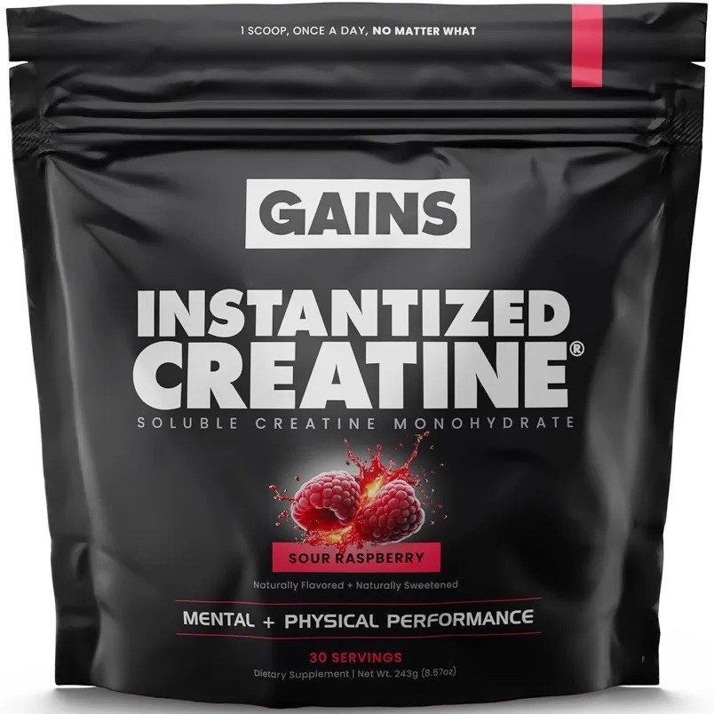 Gains in Bulk Sour Raspberry Instantized Creatine Monohydrate for Women and Men