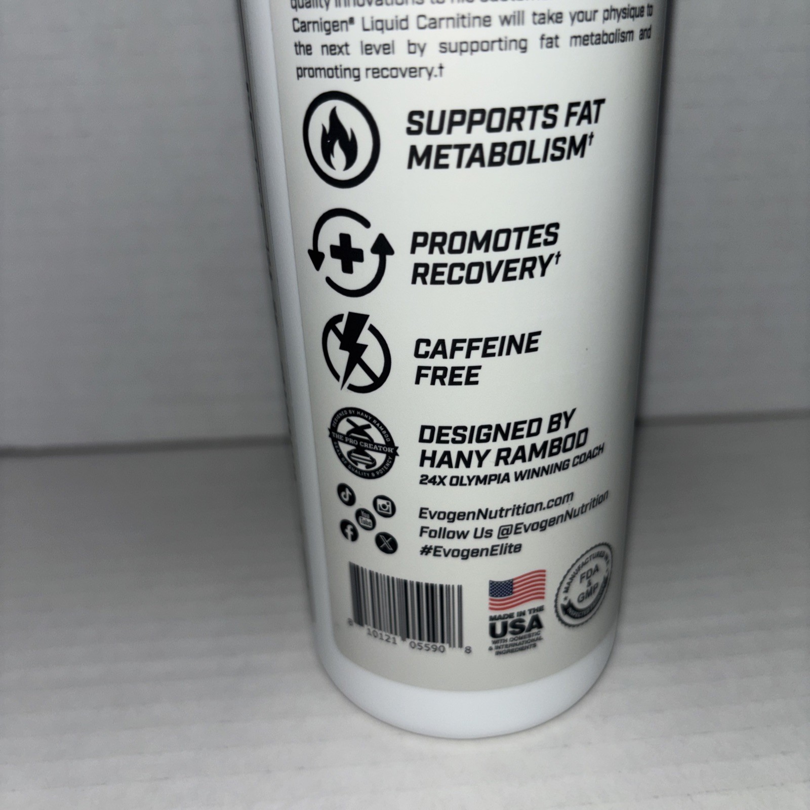 EVOGEN Carnigen Premium 3000mg Liquid Carnitine (16.7 fl. oz) 31 Servings-NEW