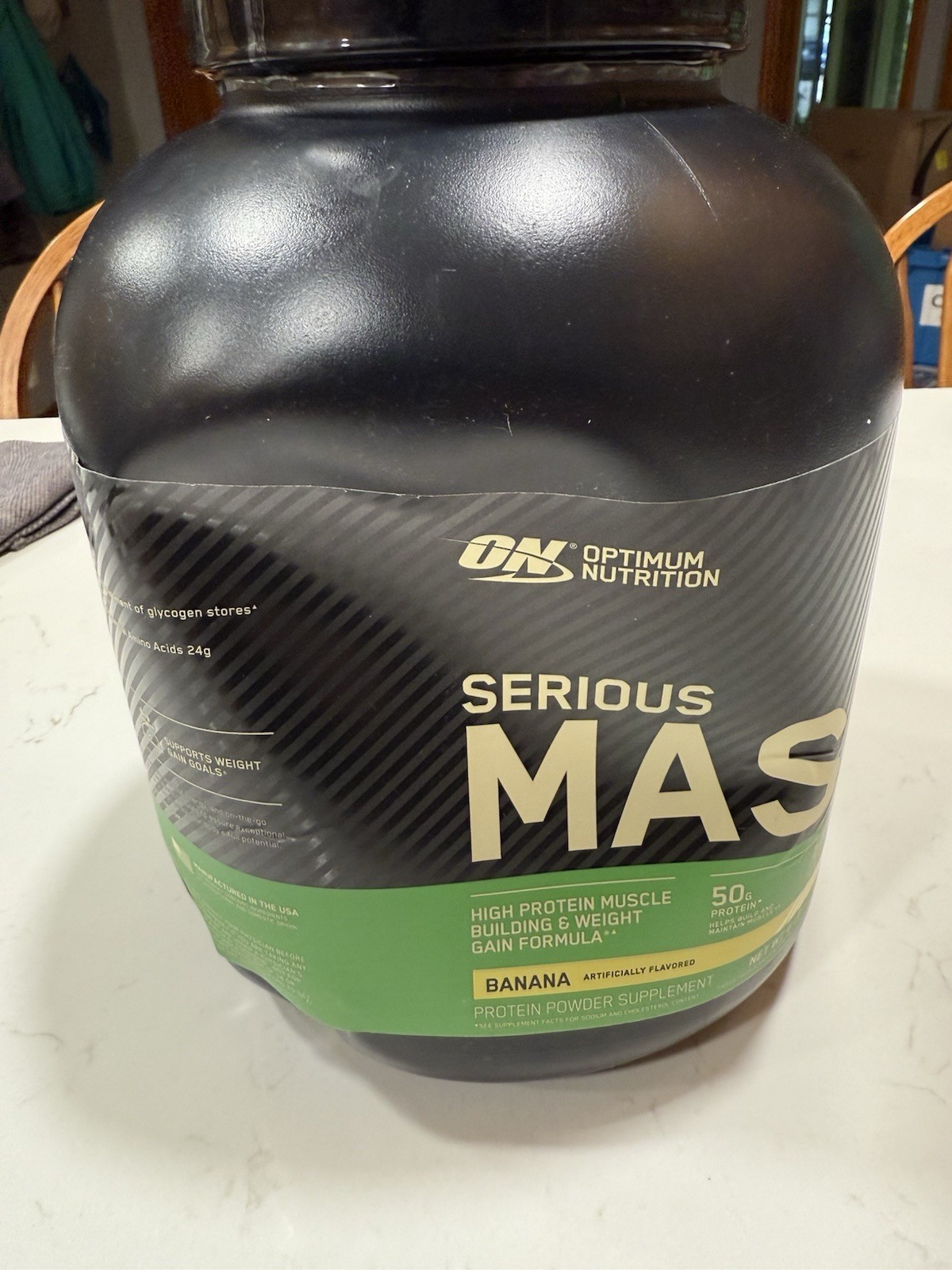 Optimum Nutrition Serious Mass, Weight Gainer Protein 6lbs. Banana. 5/23/26