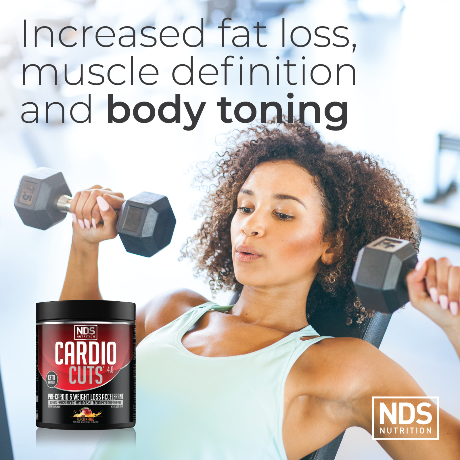 CARDIO CUTS 4.0 – Pre-Cardio / Weight Loss Drink Mix – Peach Mango (40 Servings)