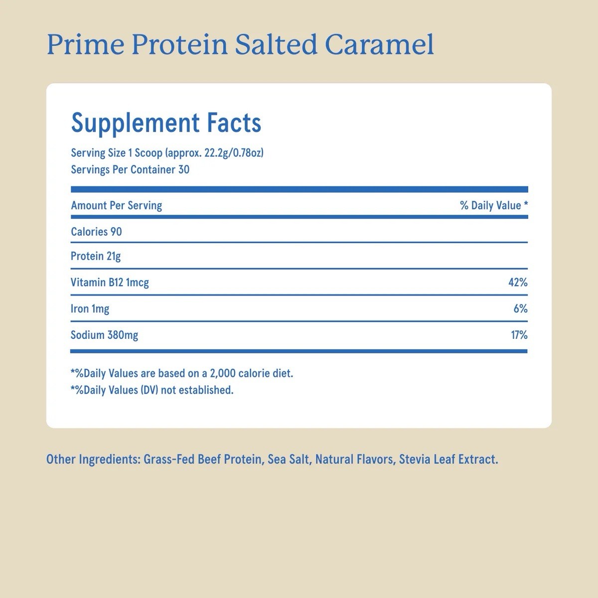 Equip Prime Salted Caramel Grass-Fed Beef Protein Powder 1.7lb Exp 2028 NEW