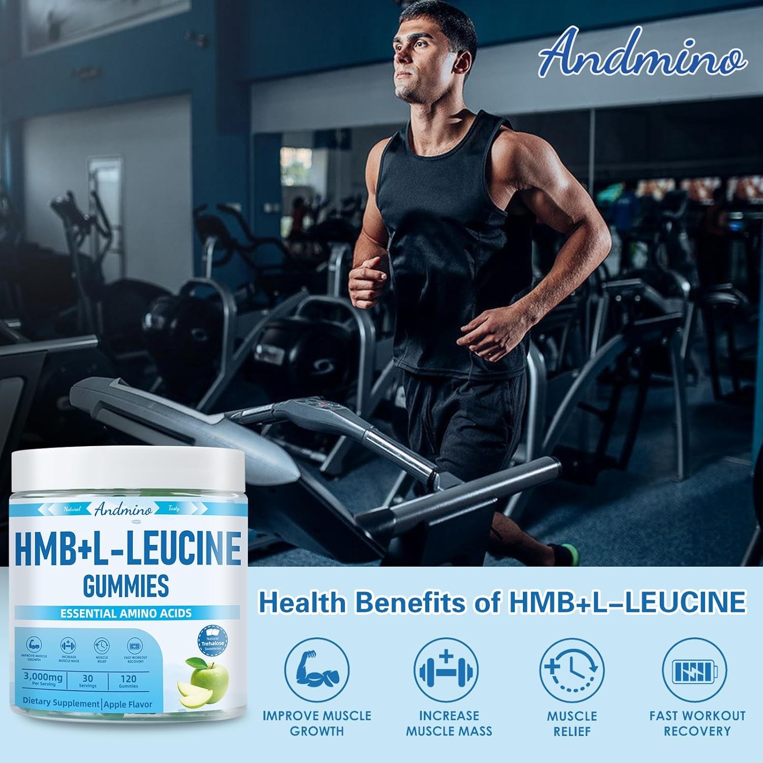 HMB and L-Leucine Gummies, 3000mg, with Trehalose, for 120 Count (Pack of 1)
