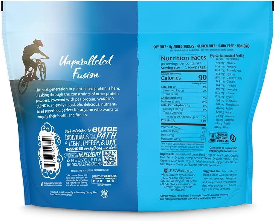 Sunwarrior Vegan Organic Protein Powder Plant-Based | BCAA Amino Acids | 4.96 lb