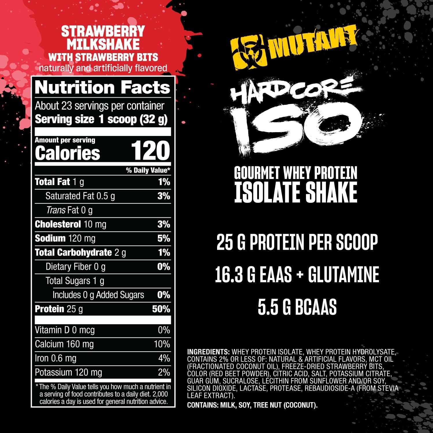 Mutant Iso Surge Hardcore Iso 100% Whey Protein Isolate 1.6lb/23svg 6 Flavors