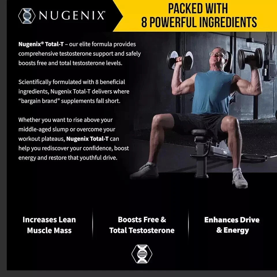 2 Packs NUGENIX TOTAL-T Men’s Testosterone Booster , Energy &Stamina 90 Capsules