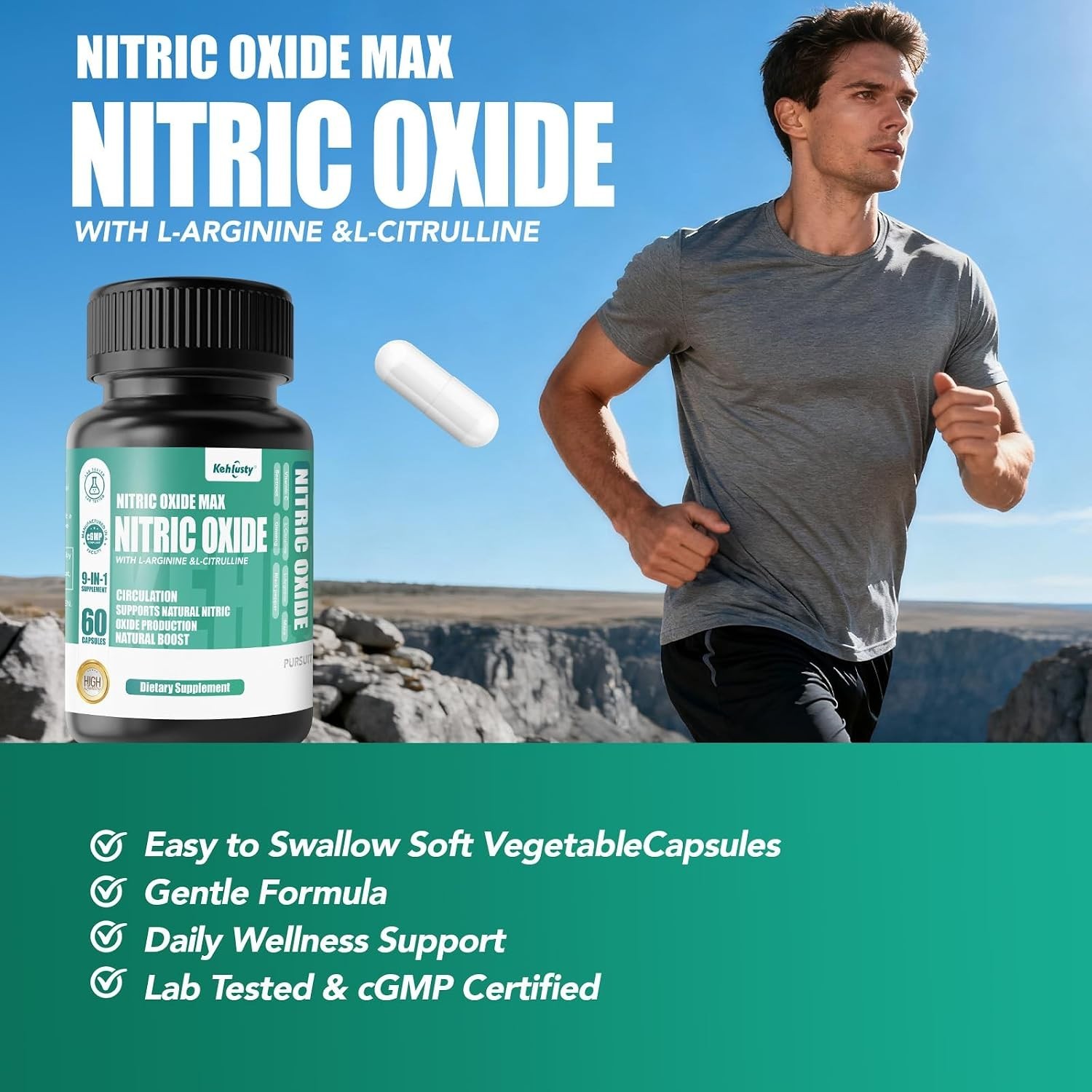 Ultimate Muscle Pump & Energy Booster – 7-in-1 Nitric Oxide Capsules, 60 Count