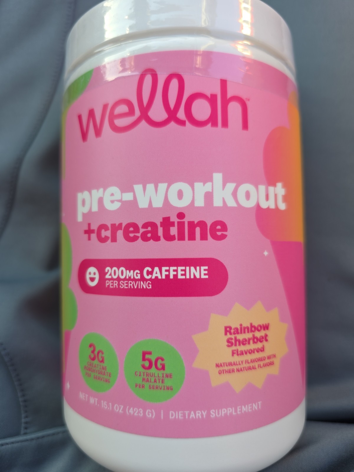 Wellah Pre-Workout + Creatine Powder 30 Servings Rainbow Sherbert Exp. 2029