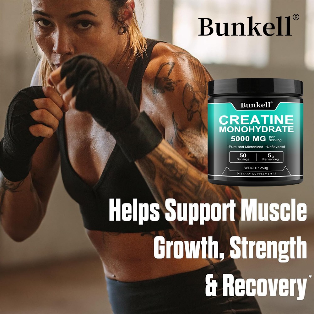 Creatine Monohydrate Pure Powder 5000mg Micronized by Bunkell *Unflavored