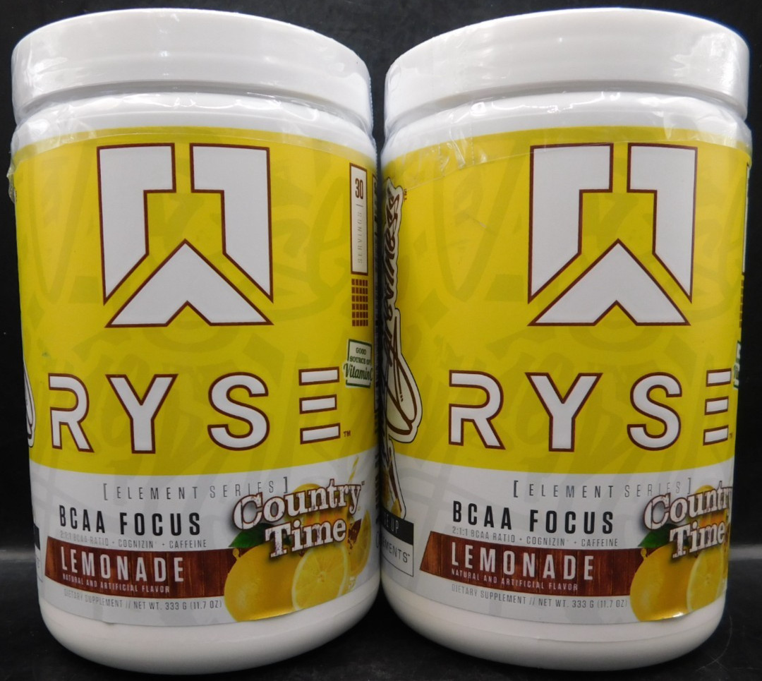2Pk Ryse BCAA Focus Country Time Lemonade, 11.7 Oz. Each, Exp. 5/27