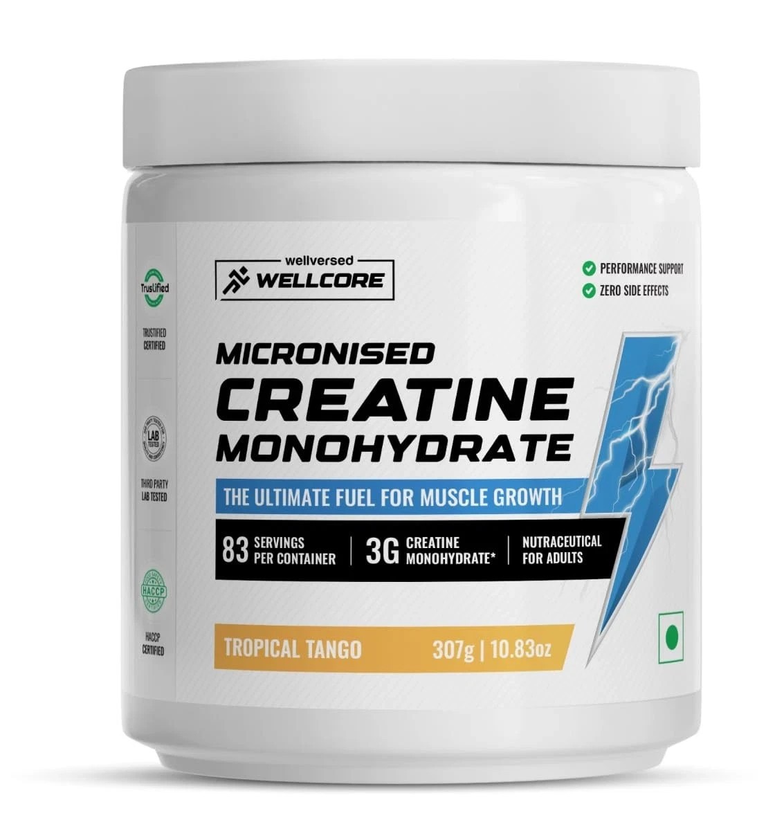 Wellcore Micronised Creatine Monohydrate Powder Tropical Tango Flavour 307g