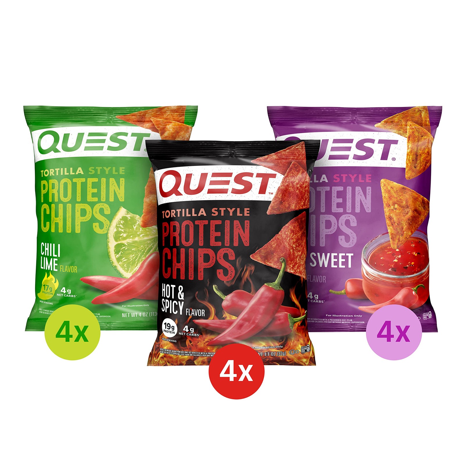 Quest Nutrition Protein Chips Variety Pack Tortilla Style Spicy 12-Count