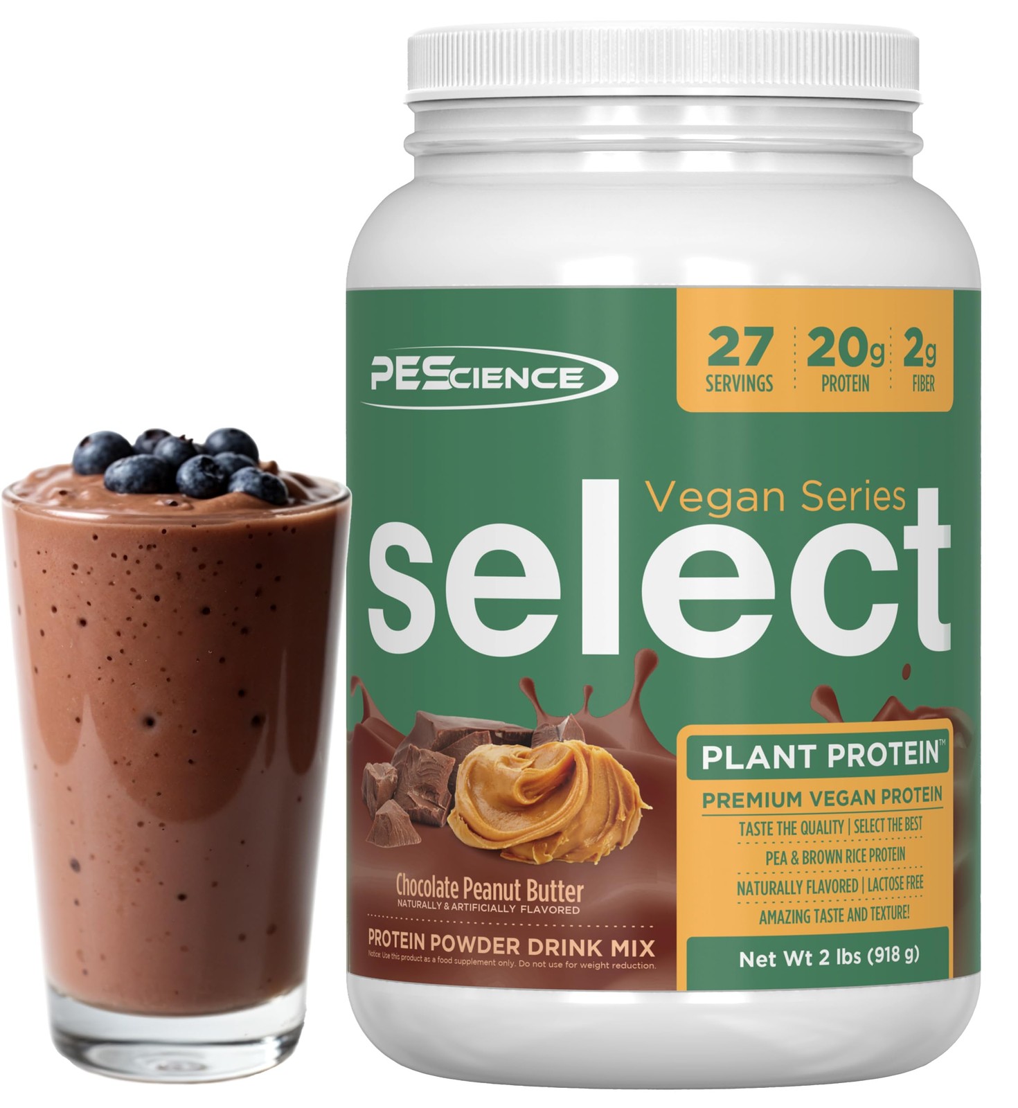 Premium Vegan Protein Powder Pea Brown Rice Blend 27 Servings Dairy Free