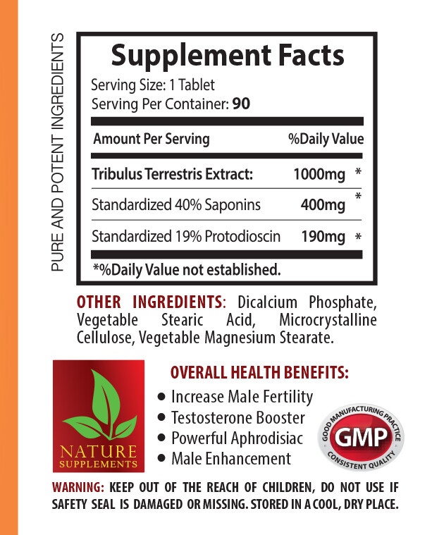 Tribulus Terrestris Extract – Testosterone Booster – Muscle Mass – 270 tablets