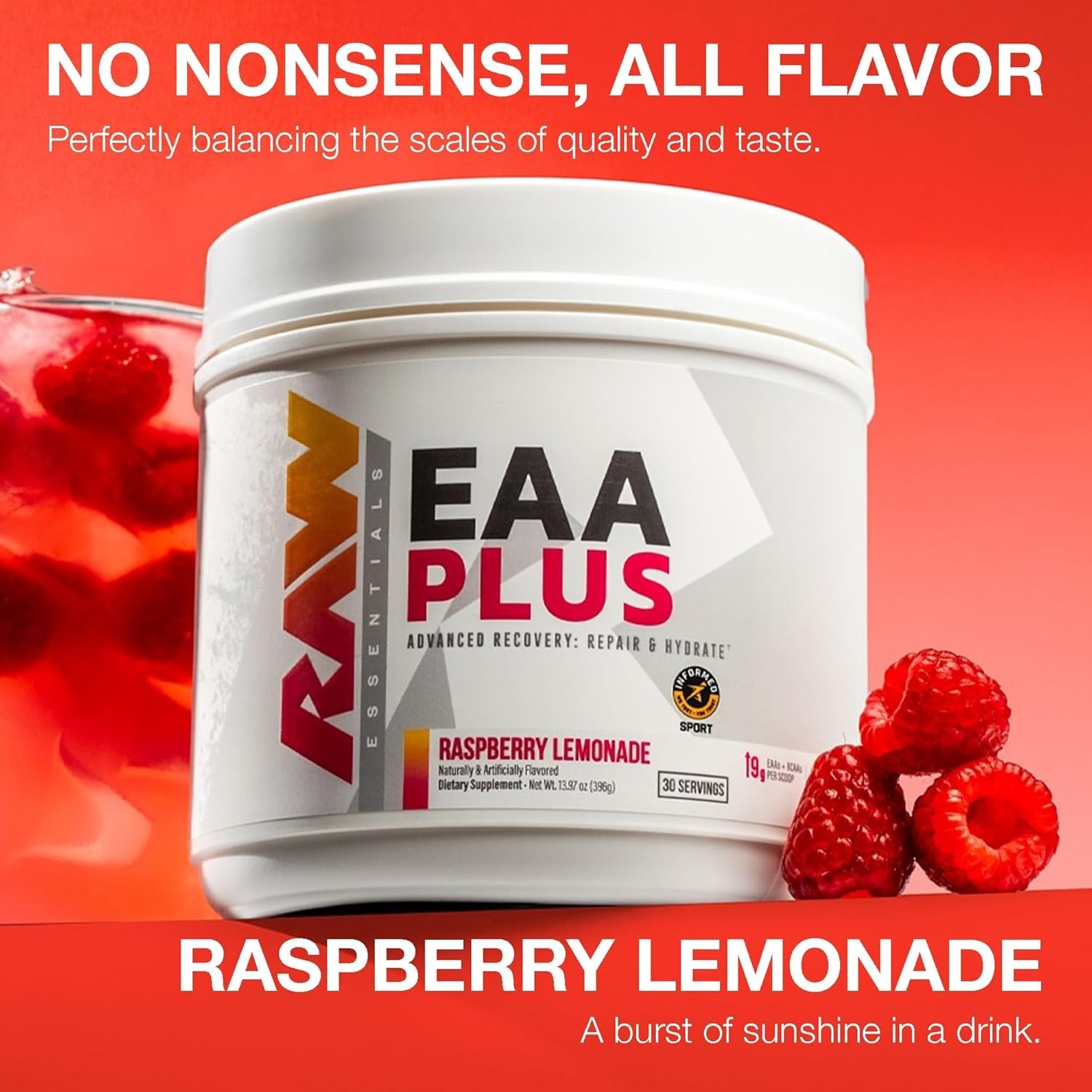 RAW EAA Plus Amino Acid Hydration Electrolytes Powder 30 Servings 3 Flavors New