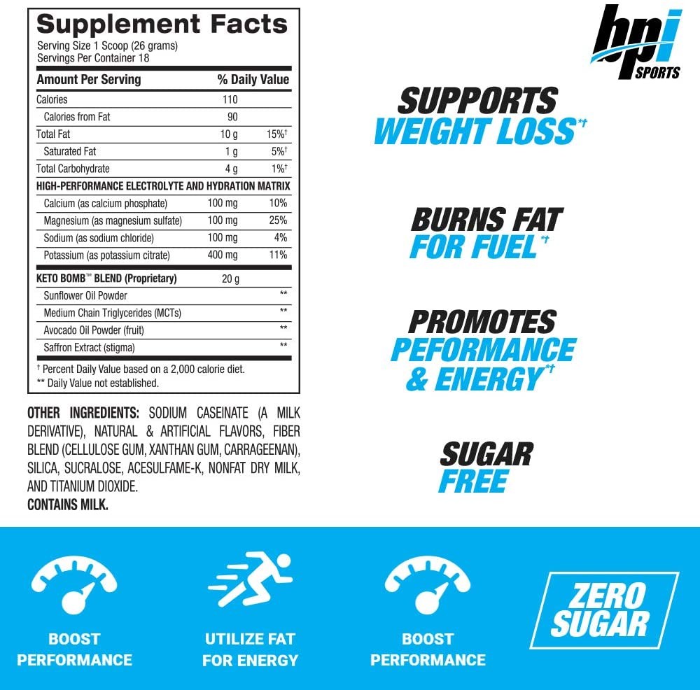 BPI Sports Keto Bomb Ketogenic Creamer for Coffee 18 Servings Caramel Macchiato