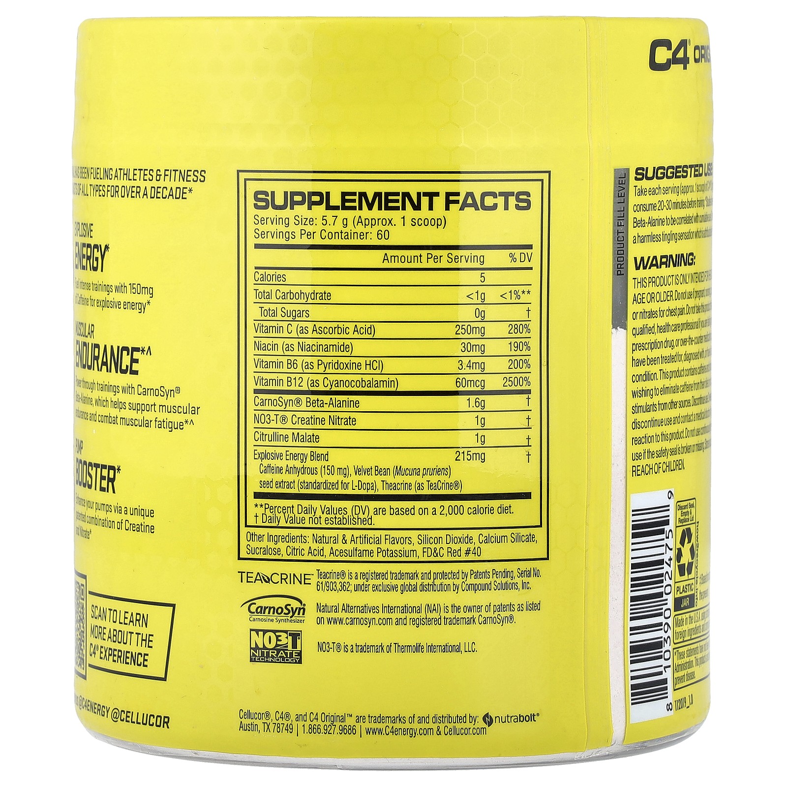C4 Original, Pre-Workout, Strawberry Margarita, 12.1 oz (342 g)
