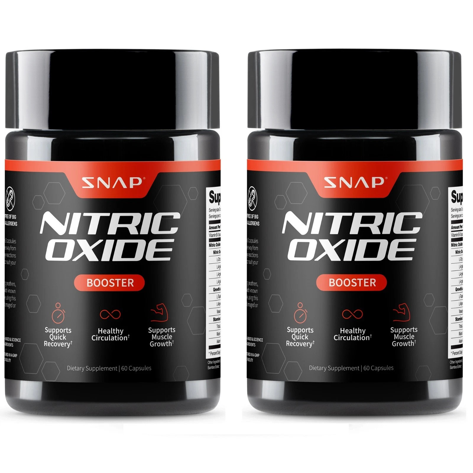 Nitric Oxide Booster Supplement L-Arginine L-Citrulline Pre Workout Pills 2-Pack