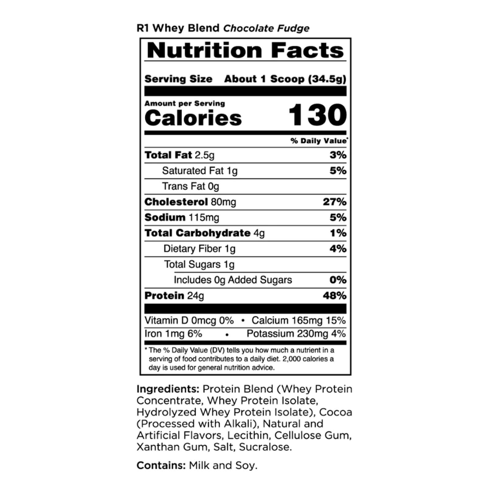 RULE 1 Whey Blend 14 serv Chocolate Fudge 100% Whey Protein Blend 1.05lb