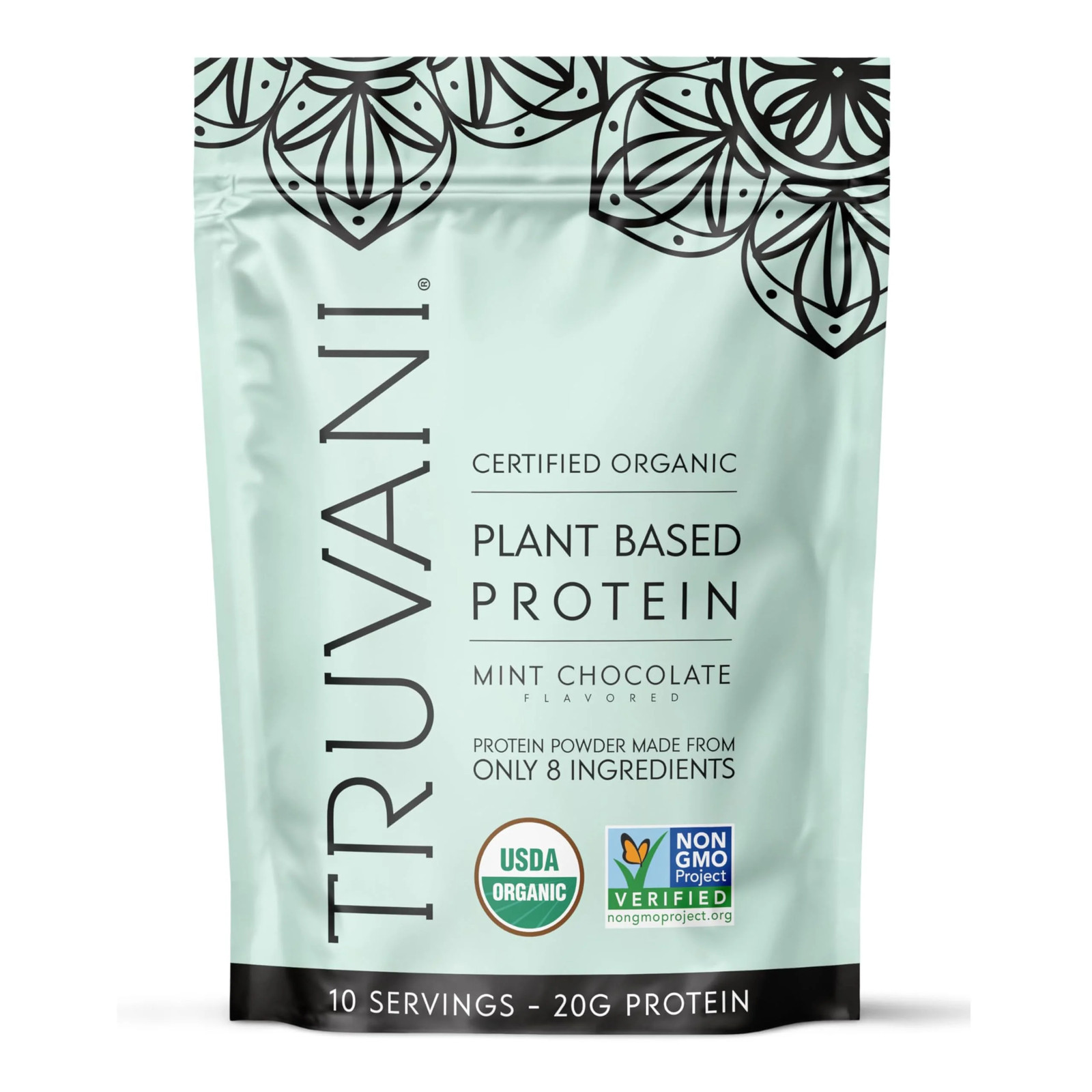 Truvani Organic Mint Chocolate Vegan Protein Powder, 12.38 Ounces