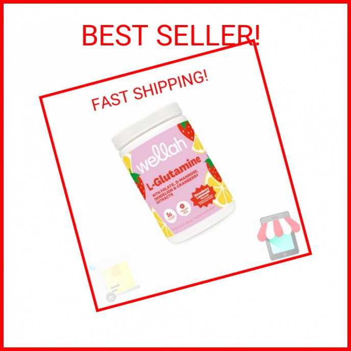 Wellah L-Glutamine Strawberry Lemonade Flavored (50 Servings) – 5g L-Glutamine P