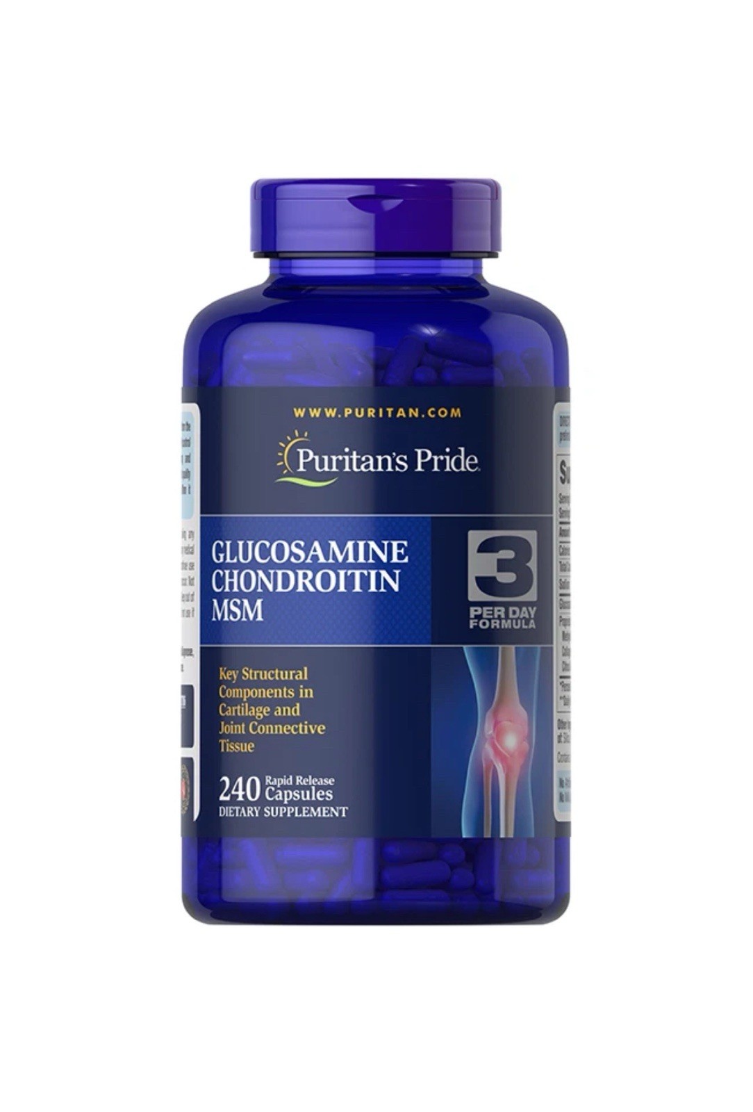 Puritan’s Pride 3 Per Day Glucosamine Chondroitin MSM Joint Soothe 240ct Ex 9/26