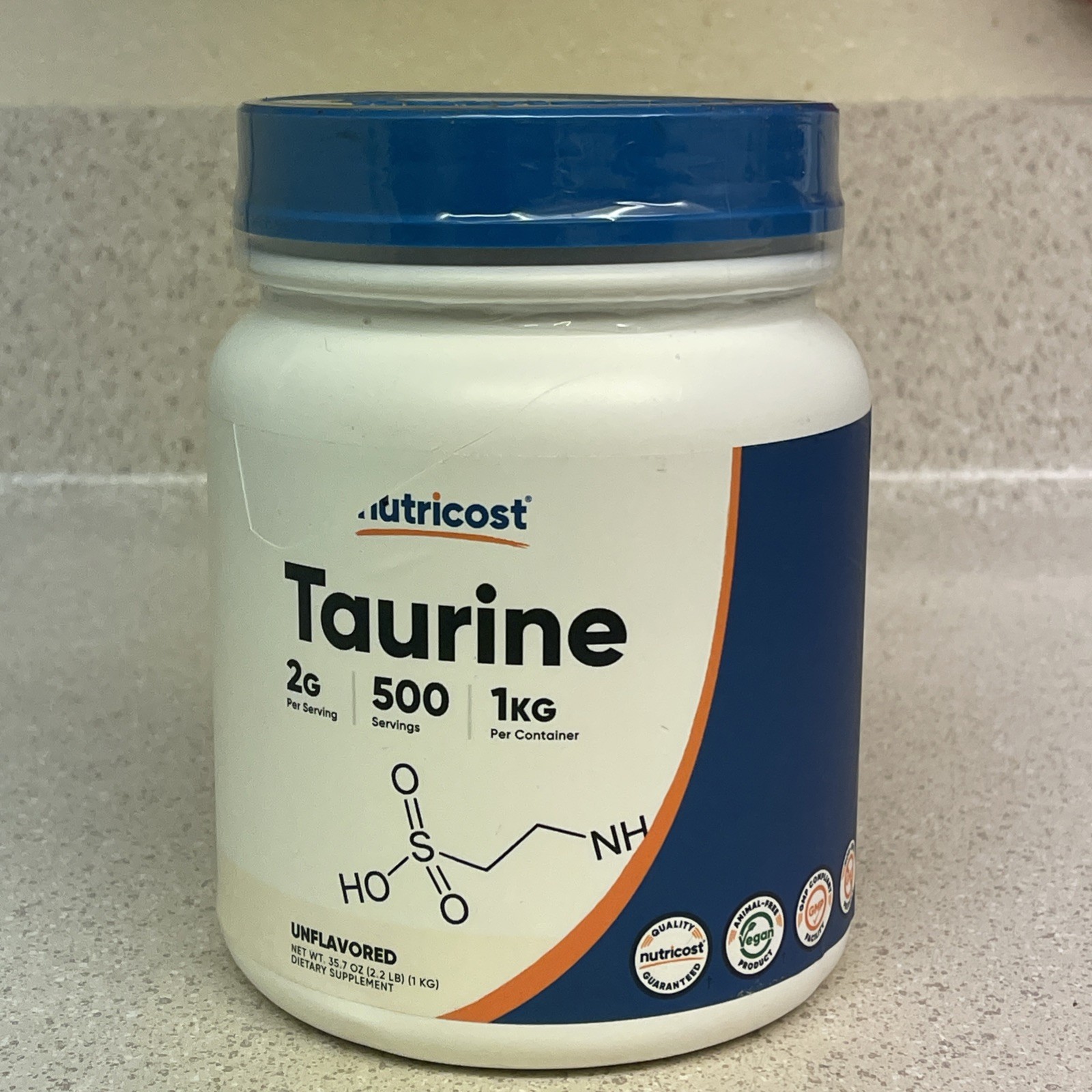 Nutricost Taurine Powder (1KG) – 500 Servings – Pure High Quality Powder