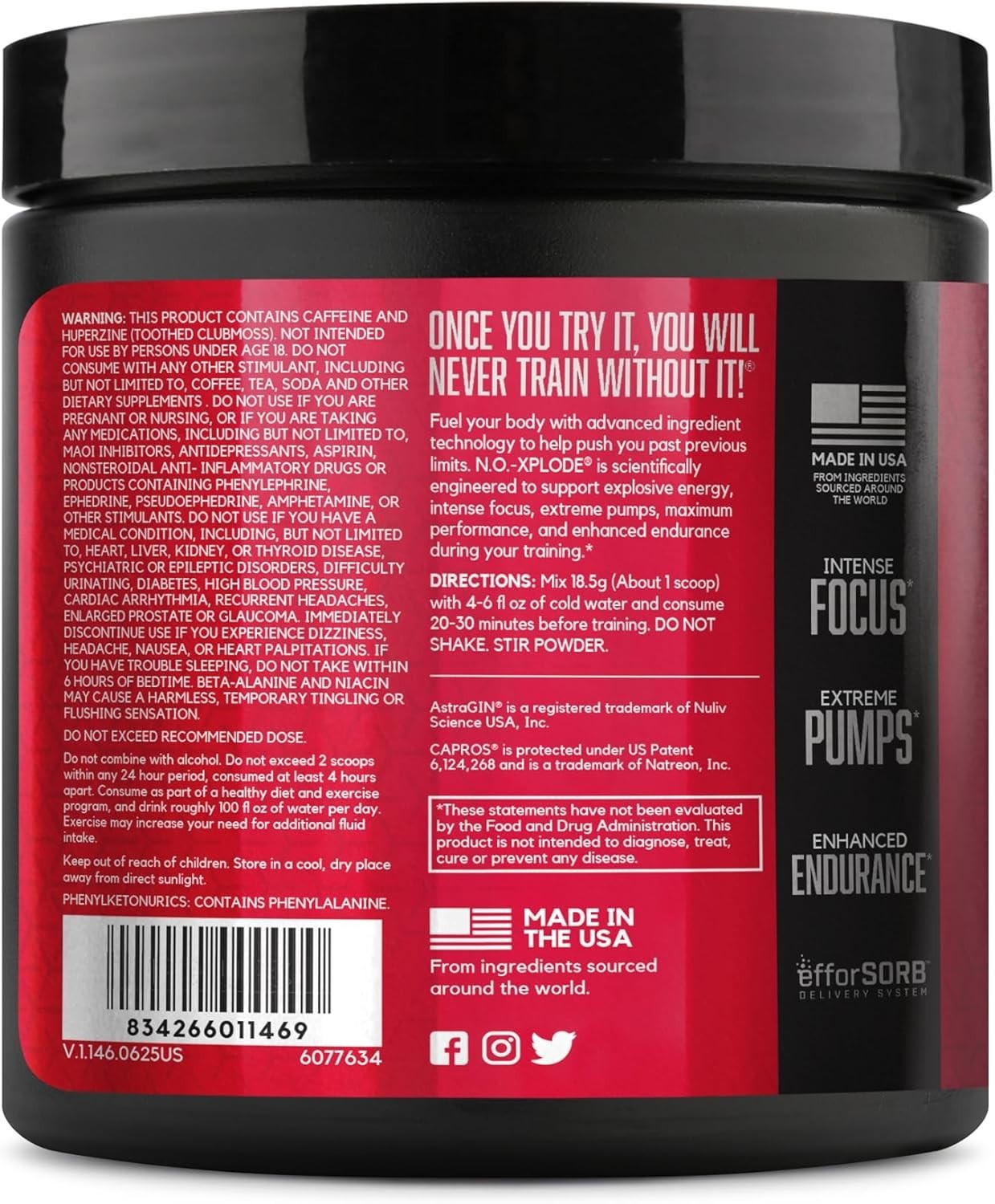 16 Servings N.O.-XPLODE Pre Workout Powder, Creatine & Beta-Alanine, Fruit Punch
