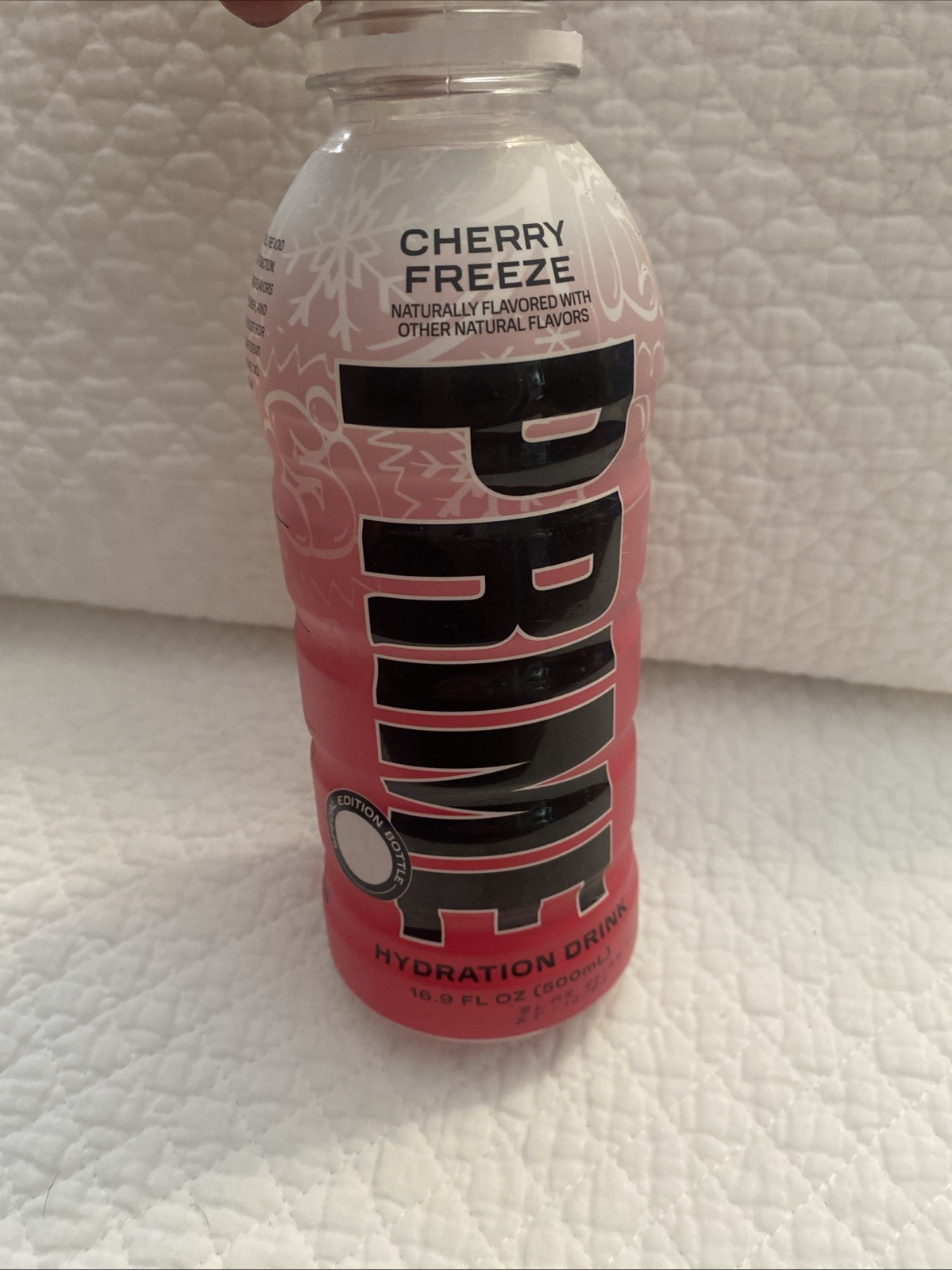 Prime Hydration Cherry Freeze Special Edition Graffiti Color Change Bottle, Open