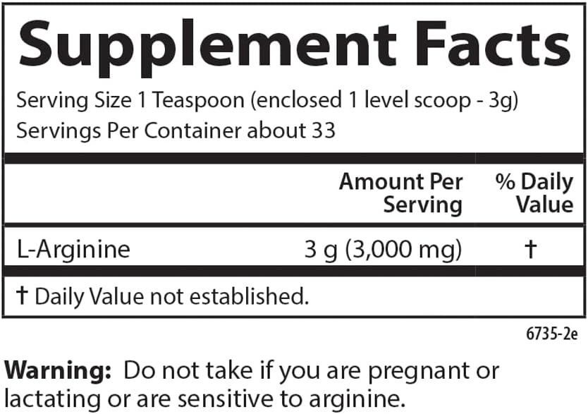 L-Arginine Powder – Supports Circulatory & Immune Health, Unflavored, 3.53 oz