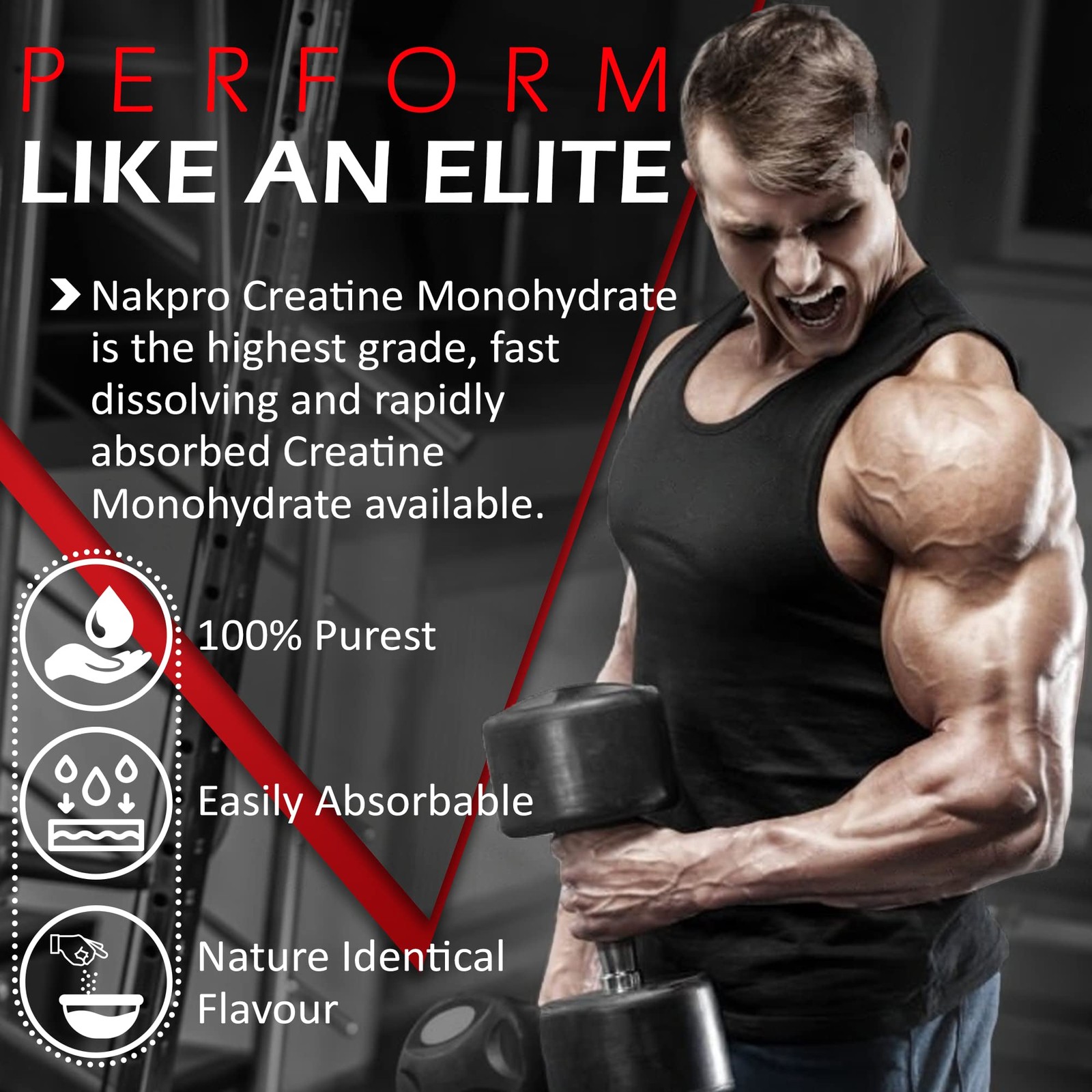 NAKPRO Micronised Creatine Monohydrate 250g | Unflavoured | 83 Servings