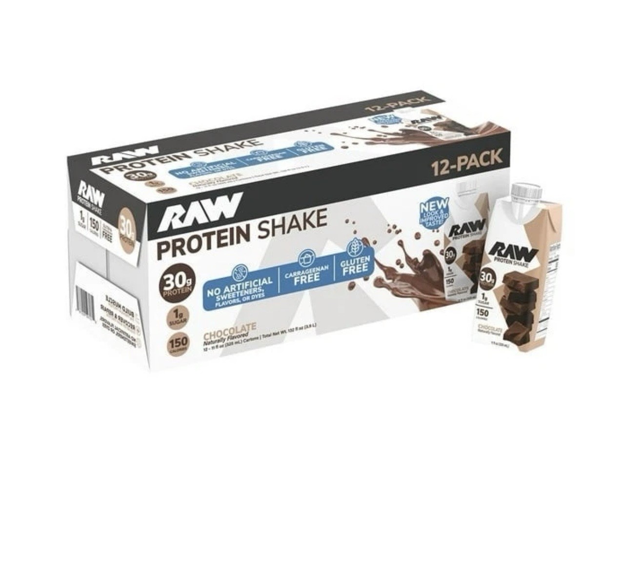 RAW Nutrition Chocolate Protein Shake RTD 12-Pack, 30g Protein, 11 fl oz