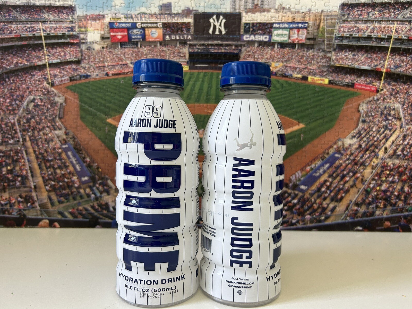 Set Of 2 NEW AARON JUDGE PRIME Hydration Drinks RARE Yankees Lmt Ed White