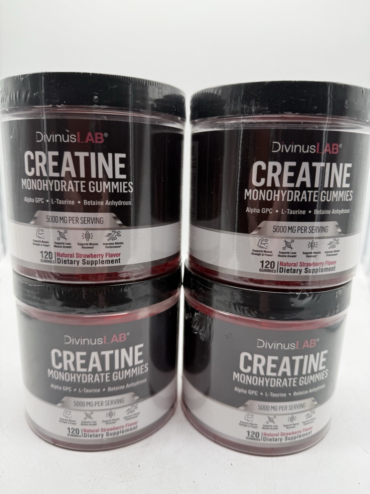 Creatine Monohydrate Gummies 5g Pre Workout For Building Muscle 4 PACK – 120 Ct